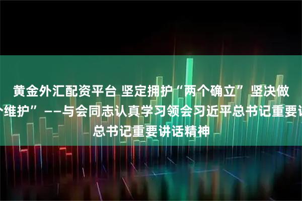 黄金外汇配资平台 坚定拥护“两个确立” 坚决做到“两个维护” ——与会同志认真学习领会习近平总书记重要讲话精神