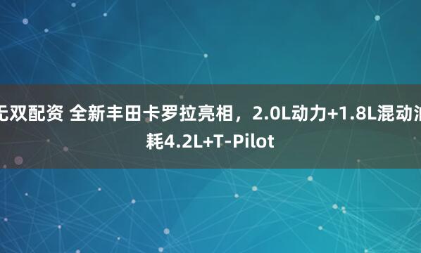 无双配资 全新丰田卡罗拉亮相，2.0L动力+1.8L混动油耗4.2L+T-Pilot